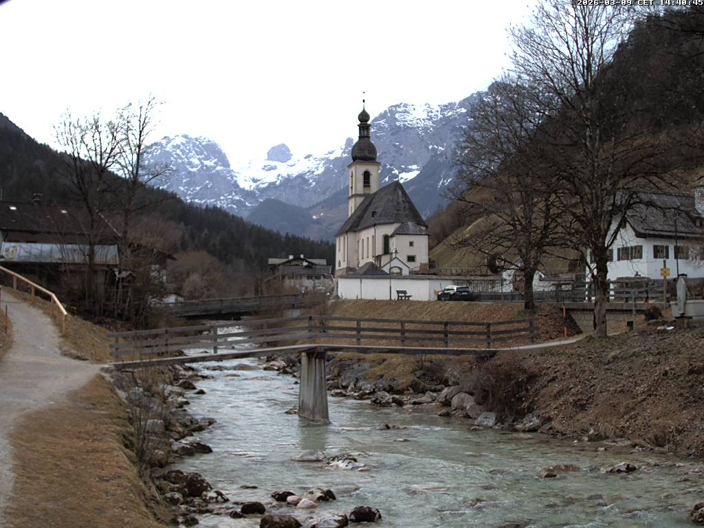 Archiv Foto Webcam Malerwinkel in Ramsau bei Berchtesgaden - Ortskirche St. Sebastian