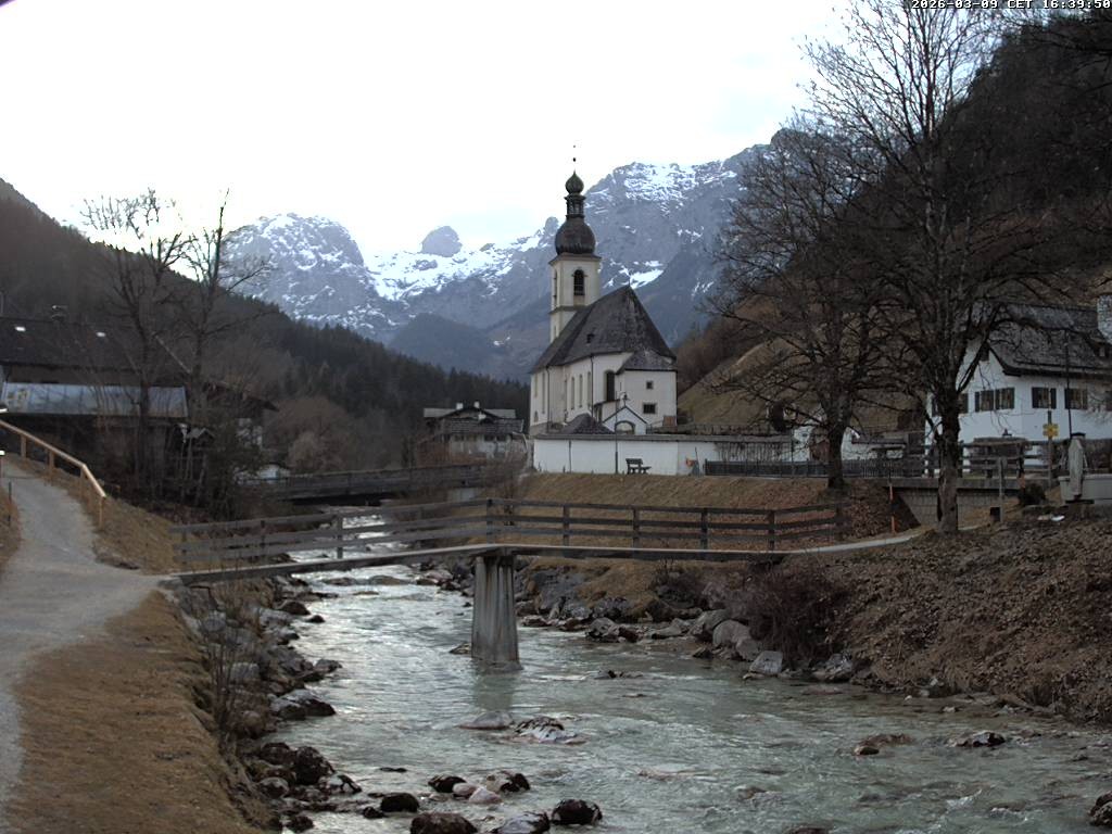 Archiv Foto Webcam Malerwinkel in Ramsau bei Berchtesgaden - Ortskirche St. Sebastian