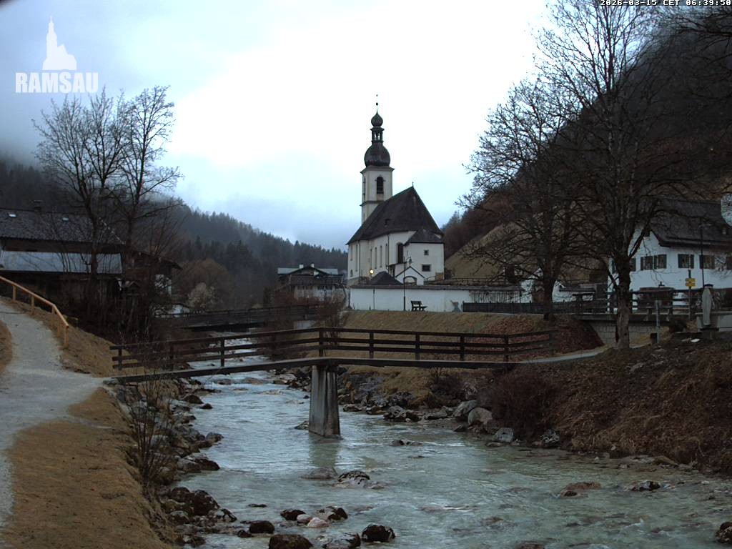 Archiv Foto Webcam Malerwinkel in Ramsau bei Berchtesgaden - Ortskirche St. Sebastian