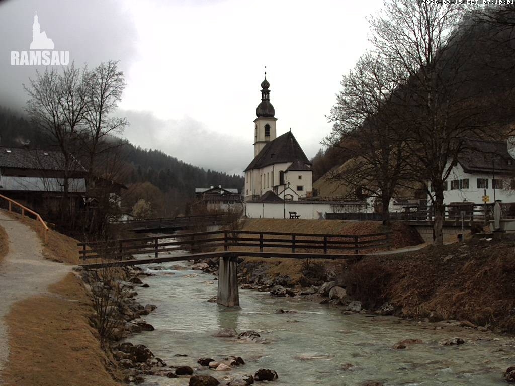 Archiv Foto Webcam Malerwinkel in Ramsau bei Berchtesgaden - Ortskirche St. Sebastian
