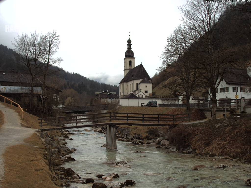 Archiv Foto Webcam Malerwinkel in Ramsau bei Berchtesgaden - Ortskirche St. Sebastian
