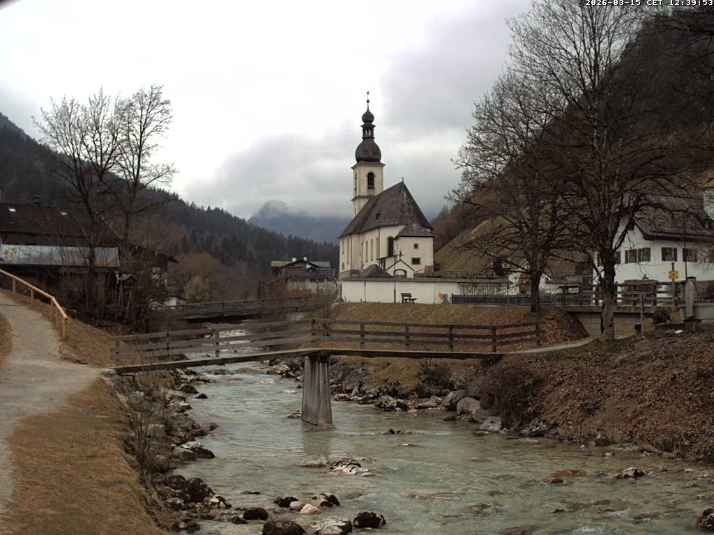 Archiv Foto Webcam Malerwinkel in Ramsau bei Berchtesgaden - Ortskirche St. Sebastian