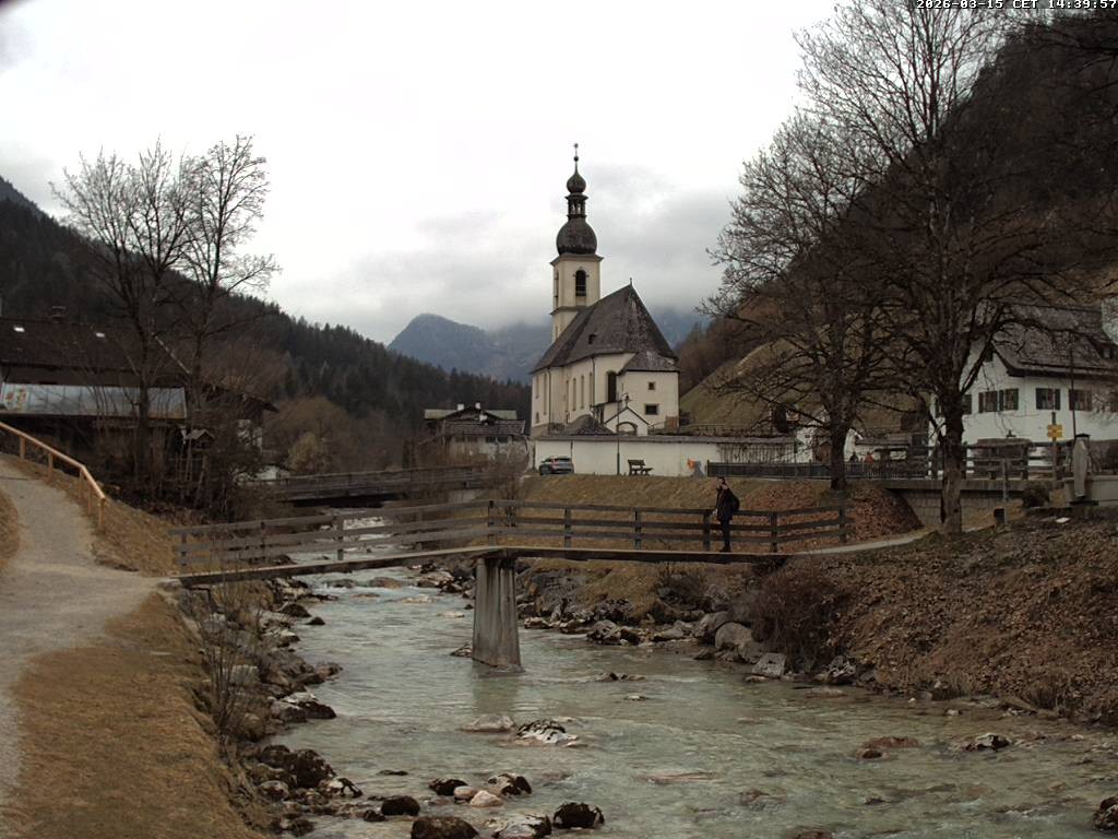 Archiv Foto Webcam Malerwinkel in Ramsau bei Berchtesgaden - Ortskirche St. Sebastian