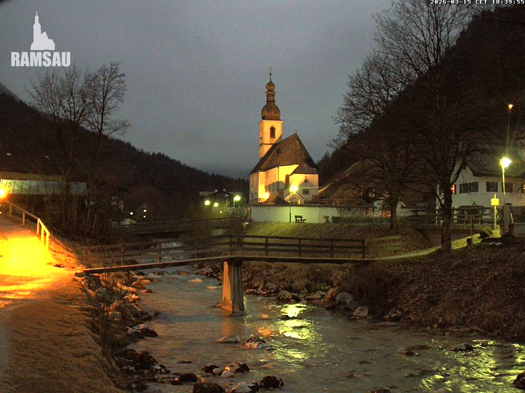 Archiv Foto Webcam Malerwinkel in Ramsau bei Berchtesgaden - Ortskirche St. Sebastian