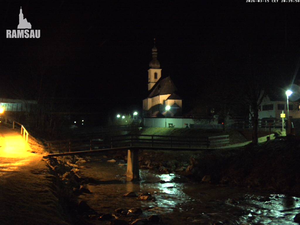 Archiv Foto Webcam Malerwinkel in Ramsau bei Berchtesgaden - Ortskirche St. Sebastian