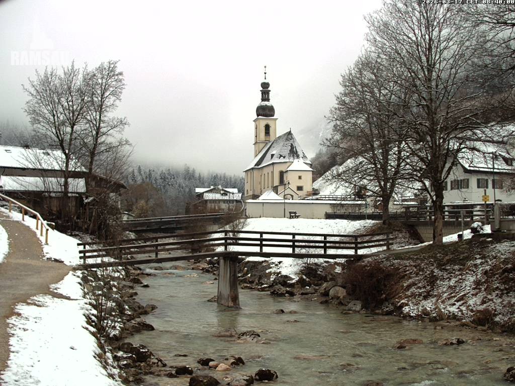 Archiv Foto Webcam Malerwinkel in Ramsau bei Berchtesgaden - Ortskirche St. Sebastian