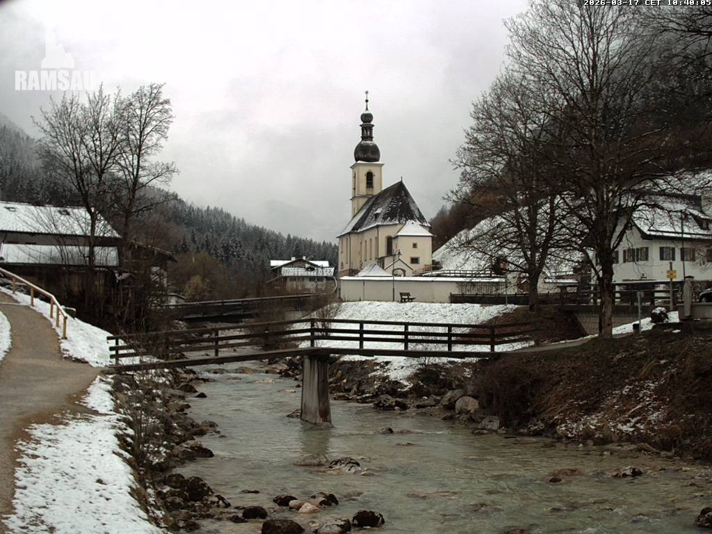 Archiv Foto Webcam Malerwinkel in Ramsau bei Berchtesgaden - Ortskirche St. Sebastian