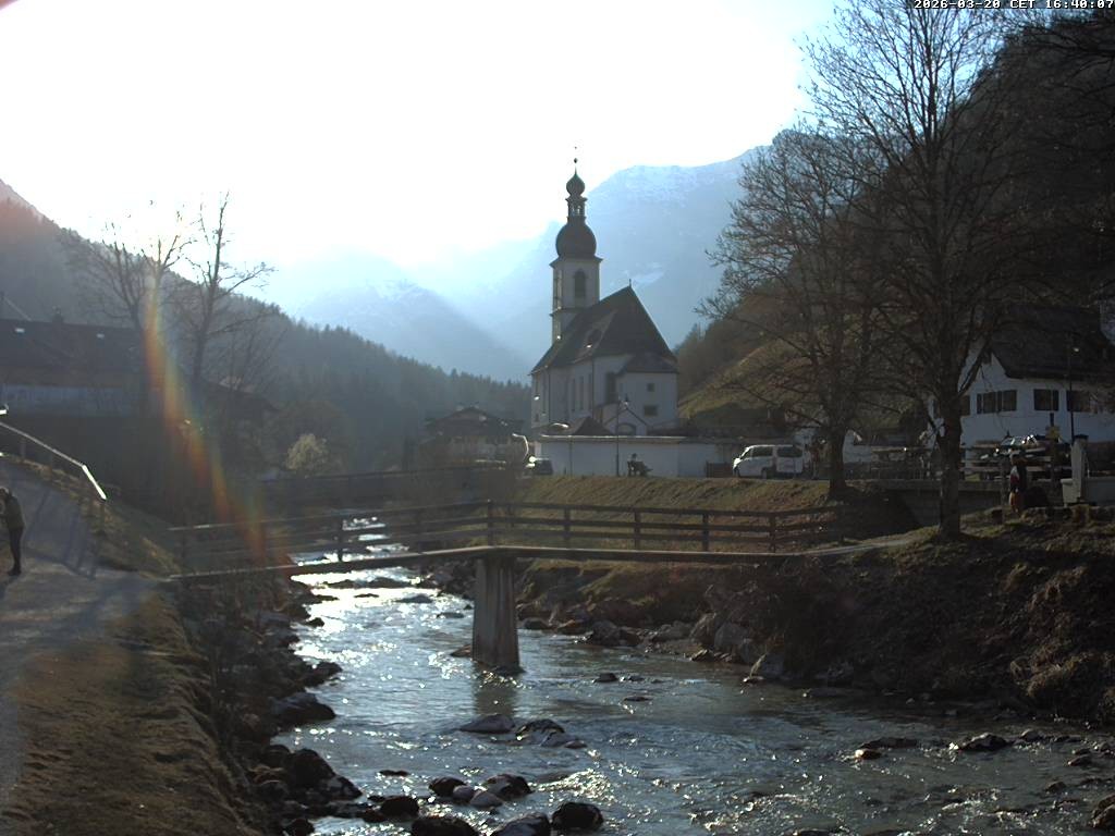 Archiv Foto Webcam Malerwinkel in Ramsau bei Berchtesgaden - Ortskirche St. Sebastian