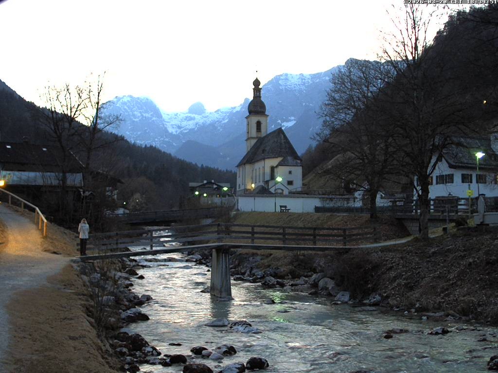 Archiv Foto Webcam Malerwinkel in Ramsau bei Berchtesgaden - Ortskirche St. Sebastian