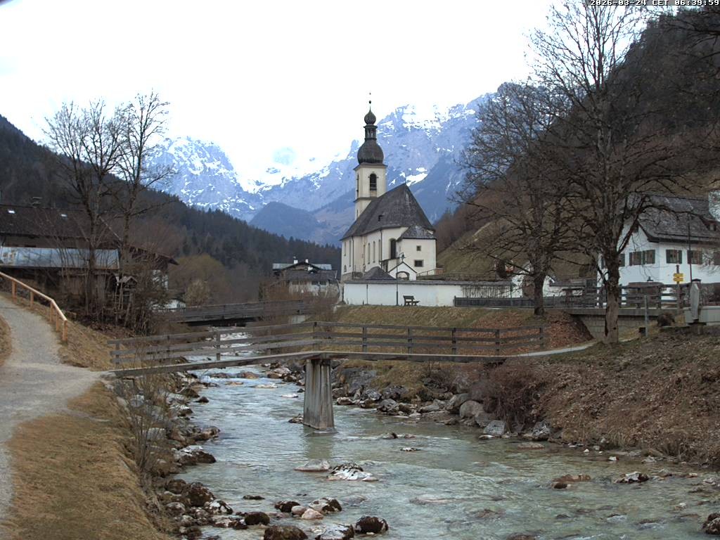 Archiv Foto Webcam Malerwinkel in Ramsau bei Berchtesgaden - Ortskirche St. Sebastian