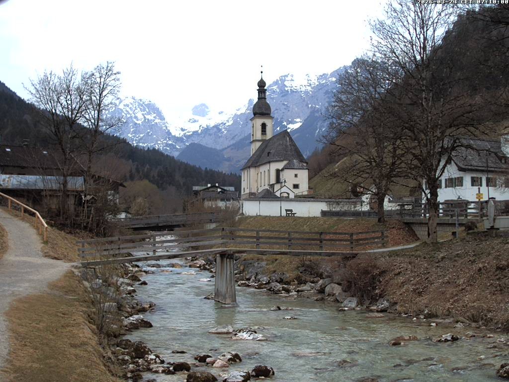 Archiv Foto Webcam Malerwinkel in Ramsau bei Berchtesgaden - Ortskirche St. Sebastian