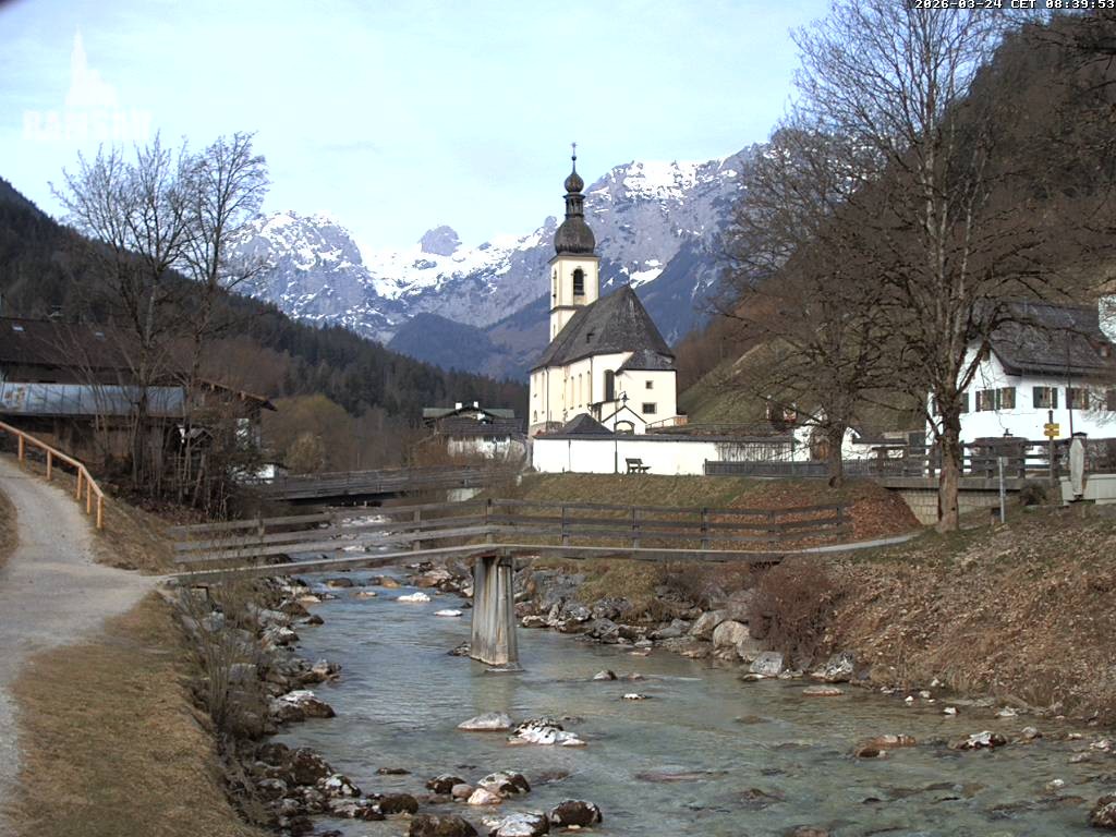 Archiv Foto Webcam Malerwinkel in Ramsau bei Berchtesgaden - Ortskirche St. Sebastian