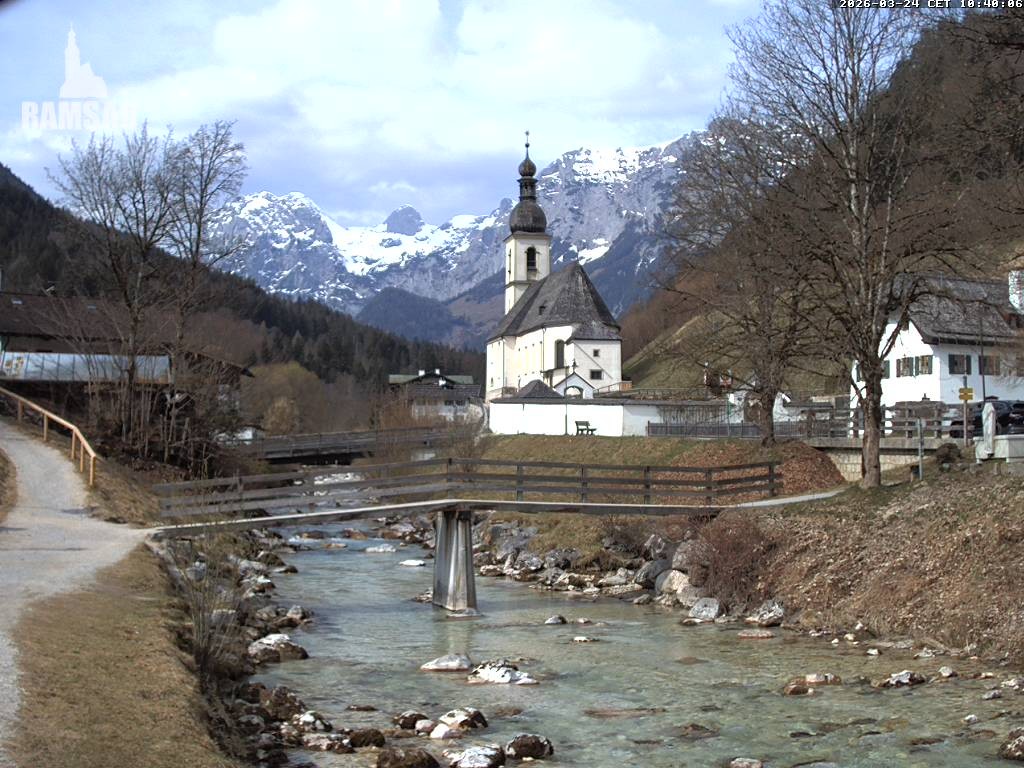Archiv Foto Webcam Malerwinkel in Ramsau bei Berchtesgaden - Ortskirche St. Sebastian