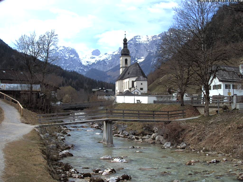 Archiv Foto Webcam Malerwinkel in Ramsau bei Berchtesgaden - Ortskirche St. Sebastian