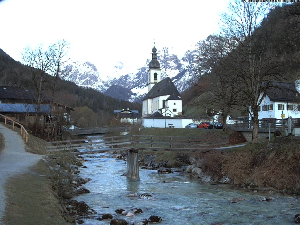Archiv Foto Webcam Malerwinkel in Ramsau bei Berchtesgaden - Ortskirche St. Sebastian