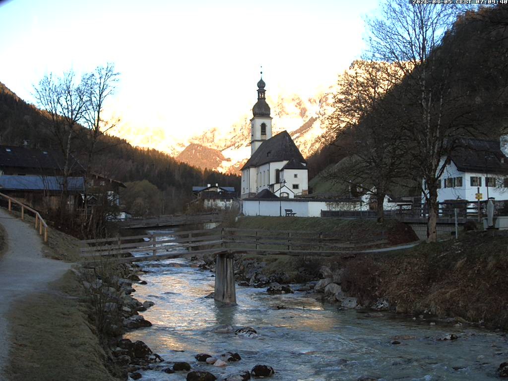 Archiv Foto Webcam Malerwinkel in Ramsau bei Berchtesgaden - Ortskirche St. Sebastian