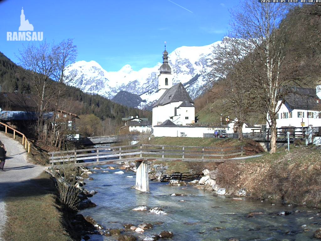 Archiv Foto Webcam Malerwinkel in Ramsau bei Berchtesgaden - Ortskirche St. Sebastian