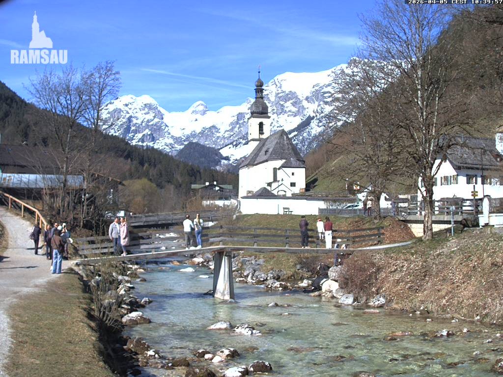 Archiv Foto Webcam Malerwinkel in Ramsau bei Berchtesgaden - Ortskirche St. Sebastian