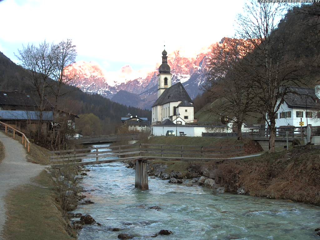 Archiv Foto Webcam Malerwinkel in Ramsau bei Berchtesgaden - Ortskirche St. Sebastian