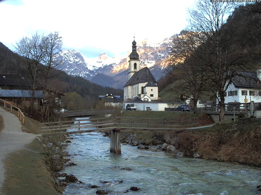 Archiv Foto Webcam Malerwinkel in Ramsau bei Berchtesgaden - Ortskirche St. Sebastian