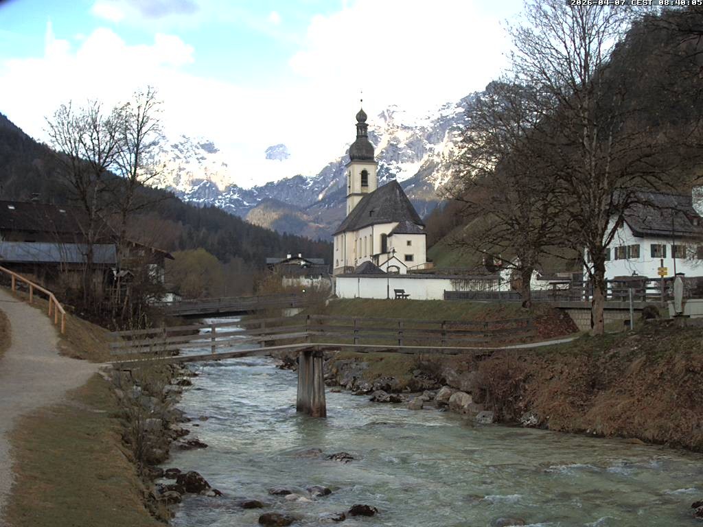 Archiv Foto Webcam Malerwinkel in Ramsau bei Berchtesgaden - Ortskirche St. Sebastian