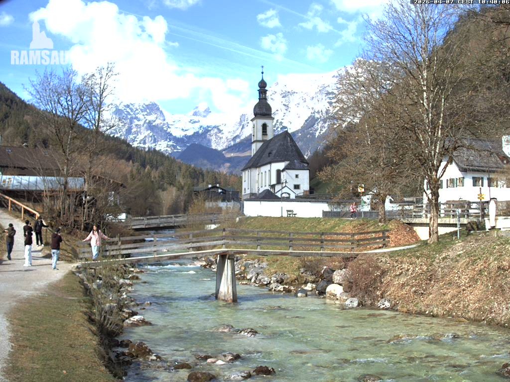Archiv Foto Webcam Malerwinkel in Ramsau bei Berchtesgaden - Ortskirche St. Sebastian
