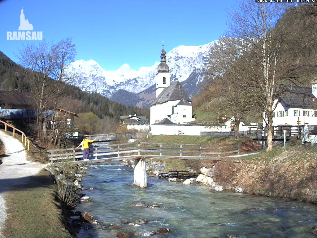 Archiv Foto Webcam Malerwinkel in Ramsau bei Berchtesgaden - Ortskirche St. Sebastian