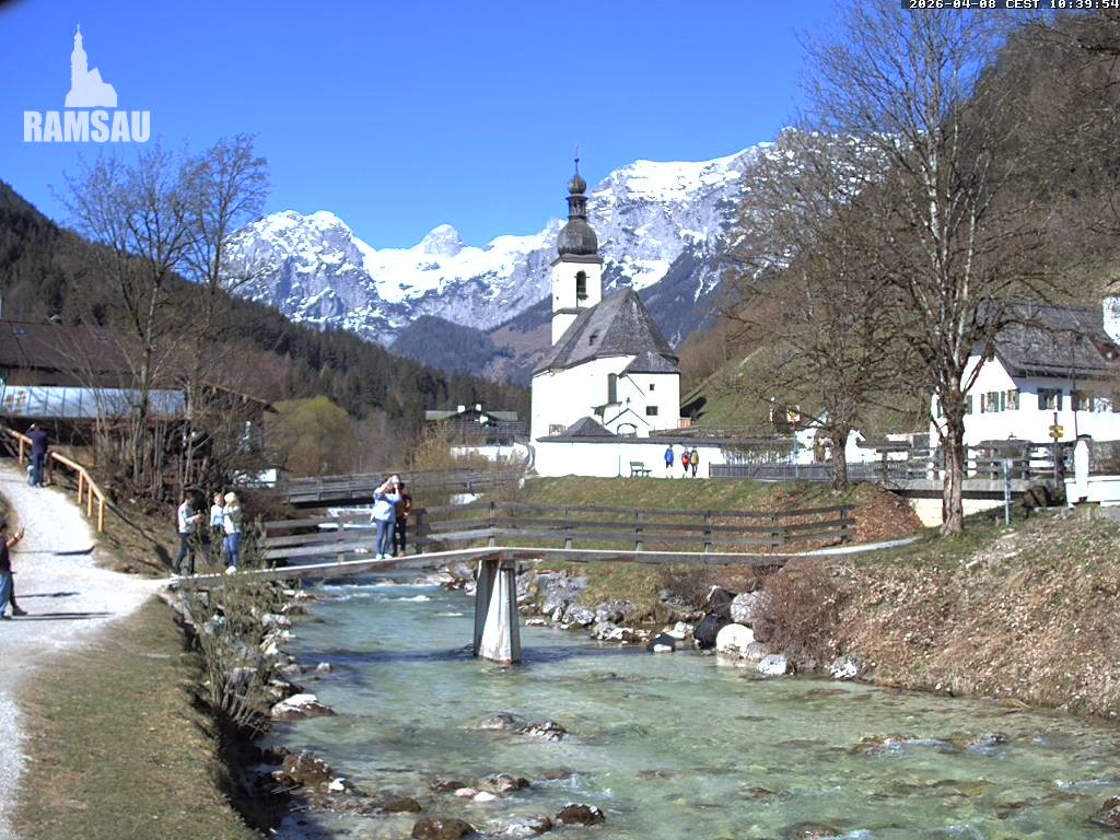 Archiv Foto Webcam Malerwinkel in Ramsau bei Berchtesgaden - Ortskirche St. Sebastian
