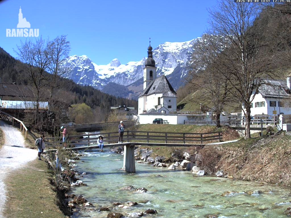 Archiv Foto Webcam Malerwinkel in Ramsau bei Berchtesgaden - Ortskirche St. Sebastian