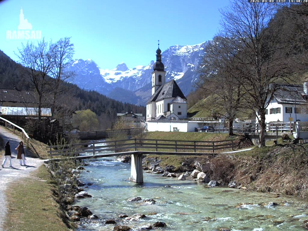 Archiv Foto Webcam Malerwinkel in Ramsau bei Berchtesgaden - Ortskirche St. Sebastian