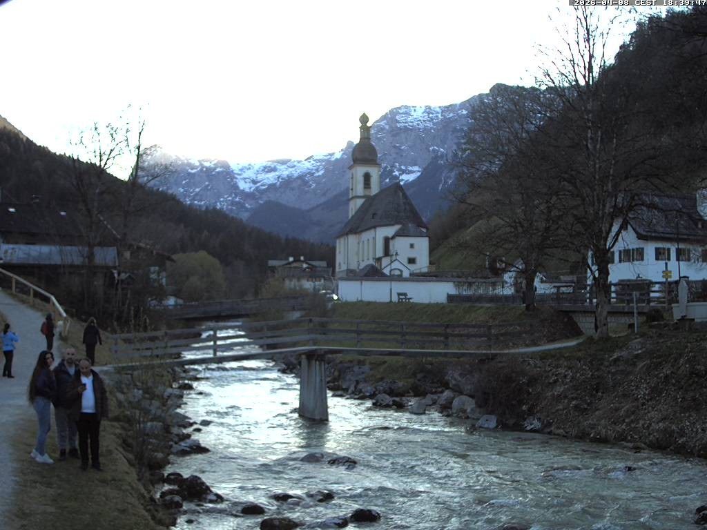 Archiv Foto Webcam Malerwinkel in Ramsau bei Berchtesgaden - Ortskirche St. Sebastian
