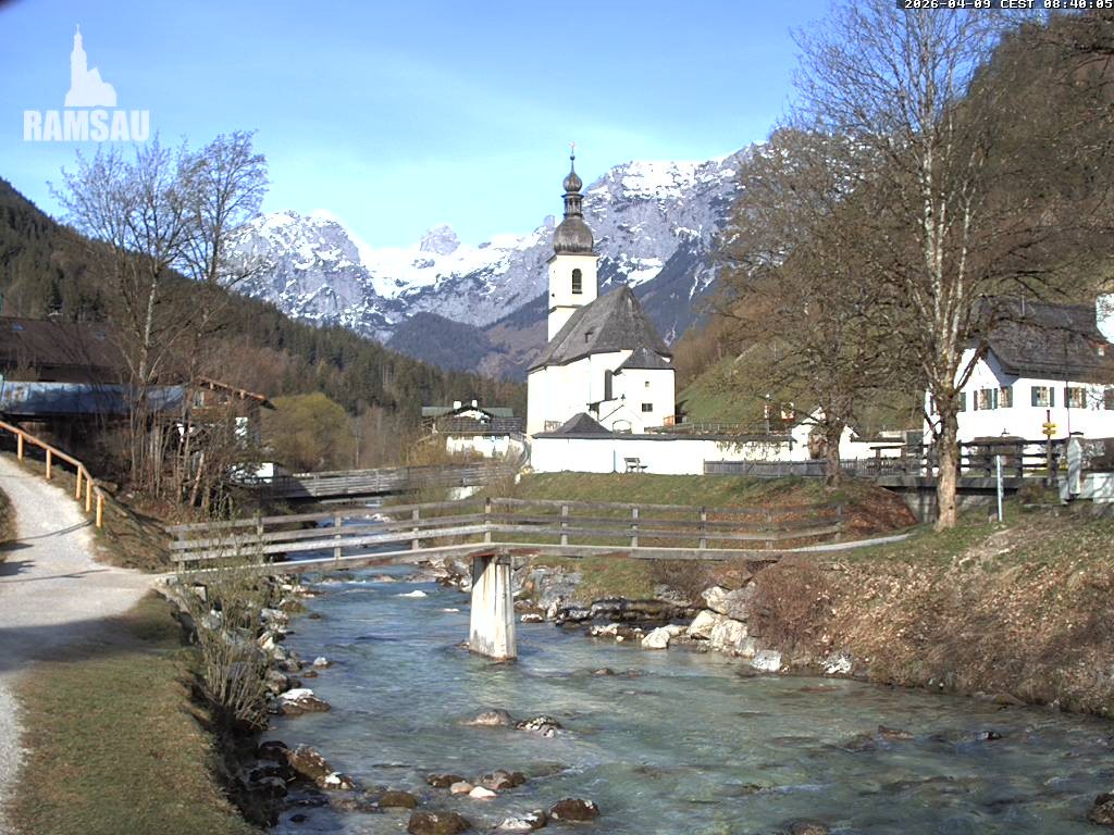 Archiv Foto Webcam Malerwinkel in Ramsau bei Berchtesgaden - Ortskirche St. Sebastian