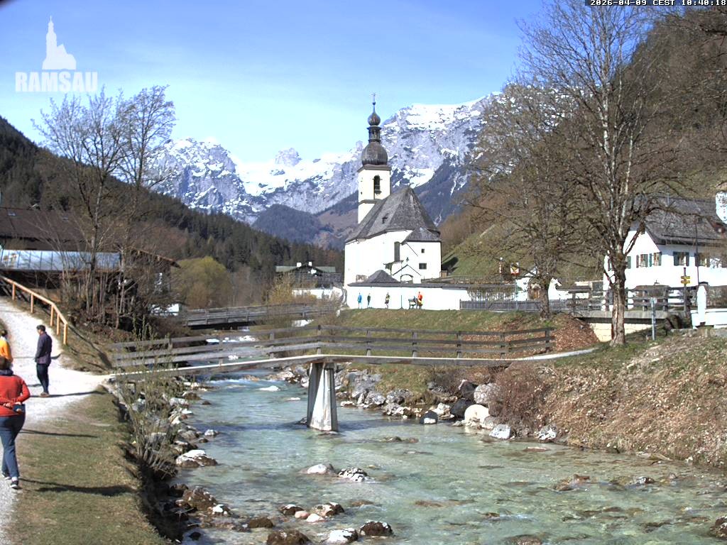 Archiv Foto Webcam Malerwinkel in Ramsau bei Berchtesgaden - Ortskirche St. Sebastian