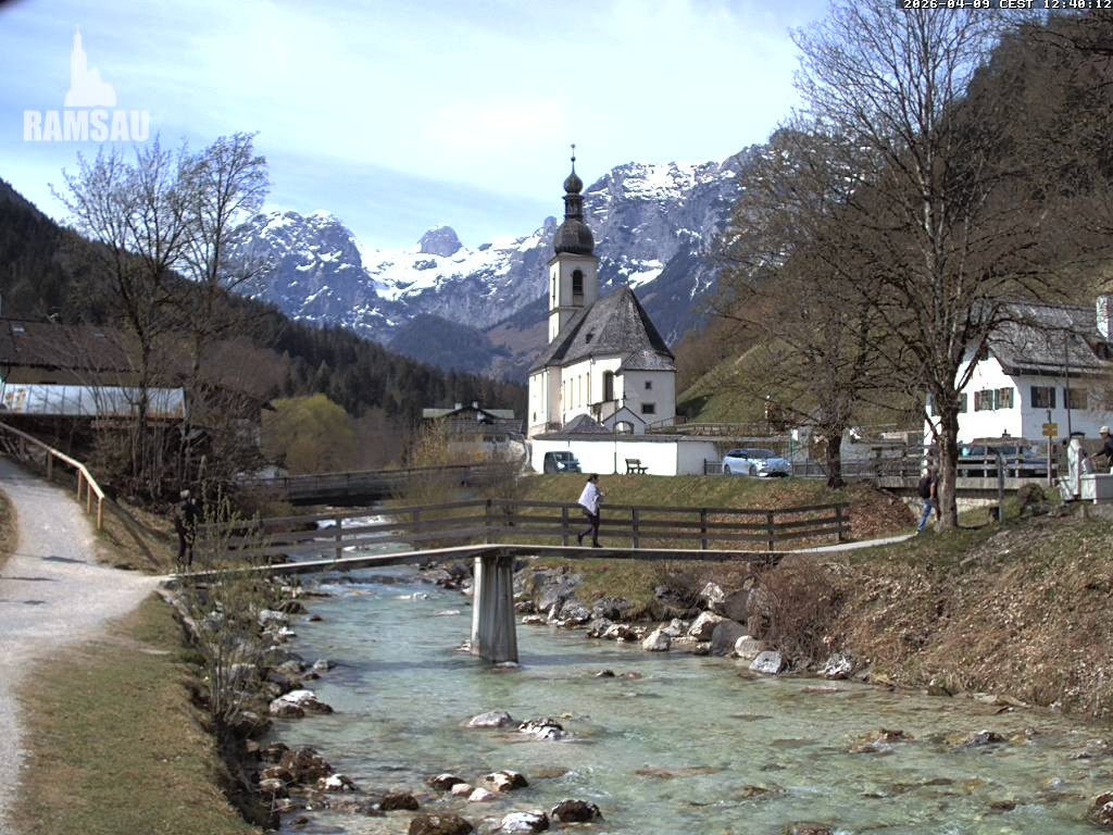 Archiv Foto Webcam Malerwinkel in Ramsau bei Berchtesgaden - Ortskirche St. Sebastian