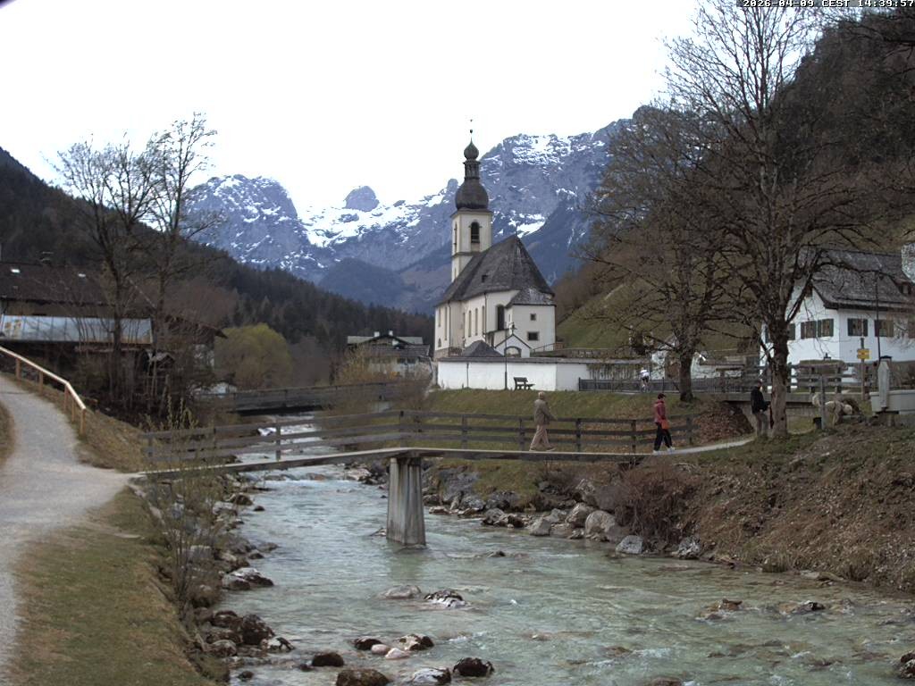 Archiv Foto Webcam Malerwinkel in Ramsau bei Berchtesgaden - Ortskirche St. Sebastian