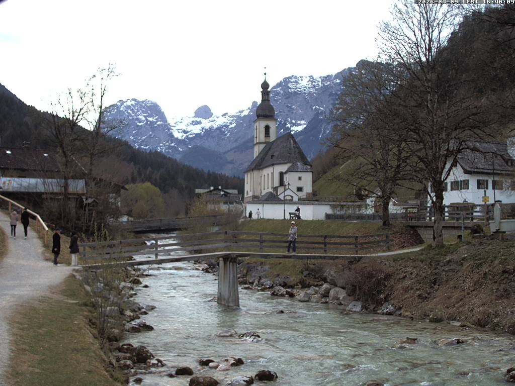 Archiv Foto Webcam Malerwinkel in Ramsau bei Berchtesgaden - Ortskirche St. Sebastian