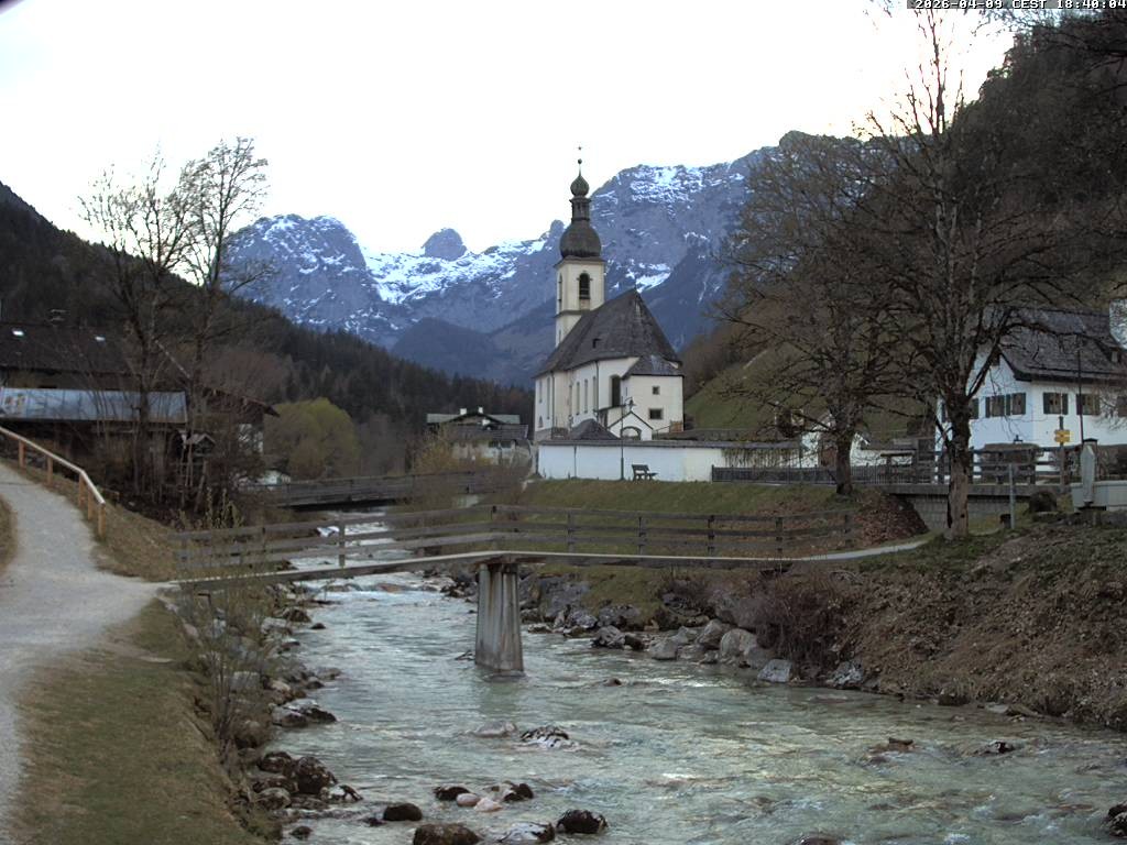 Archiv Foto Webcam Malerwinkel in Ramsau bei Berchtesgaden - Ortskirche St. Sebastian