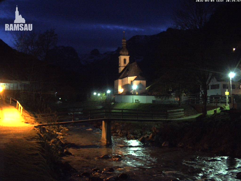Archiv Foto Webcam Malerwinkel in Ramsau bei Berchtesgaden - Ortskirche St. Sebastian