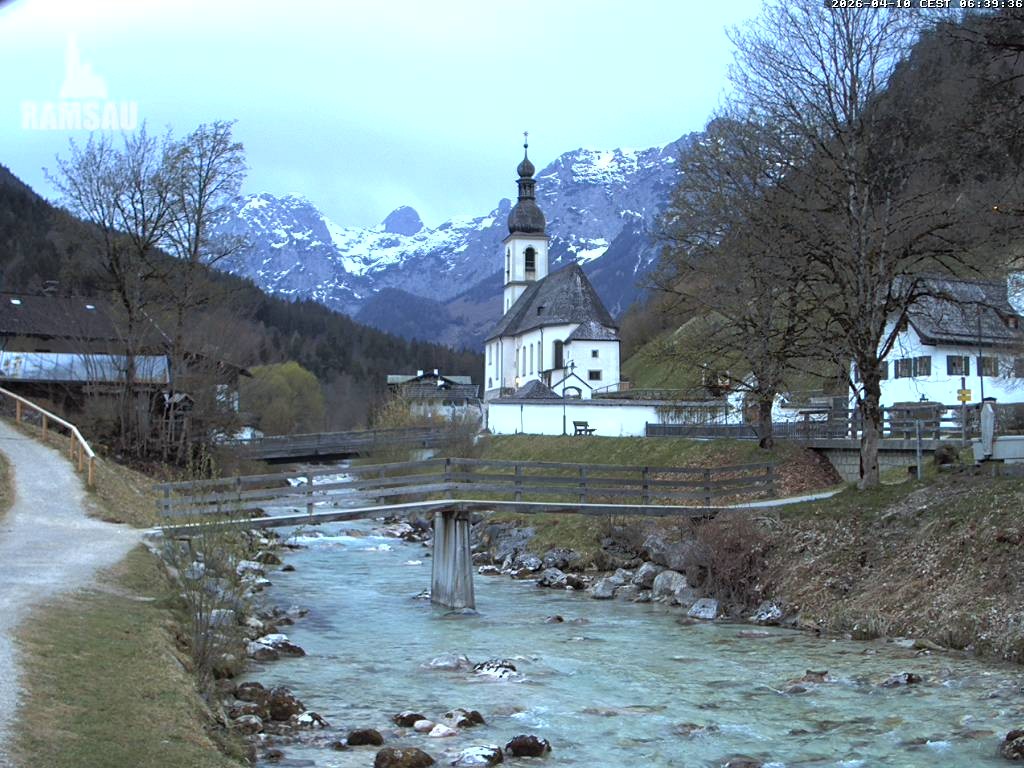 Archiv Foto Webcam Malerwinkel in Ramsau bei Berchtesgaden - Ortskirche St. Sebastian