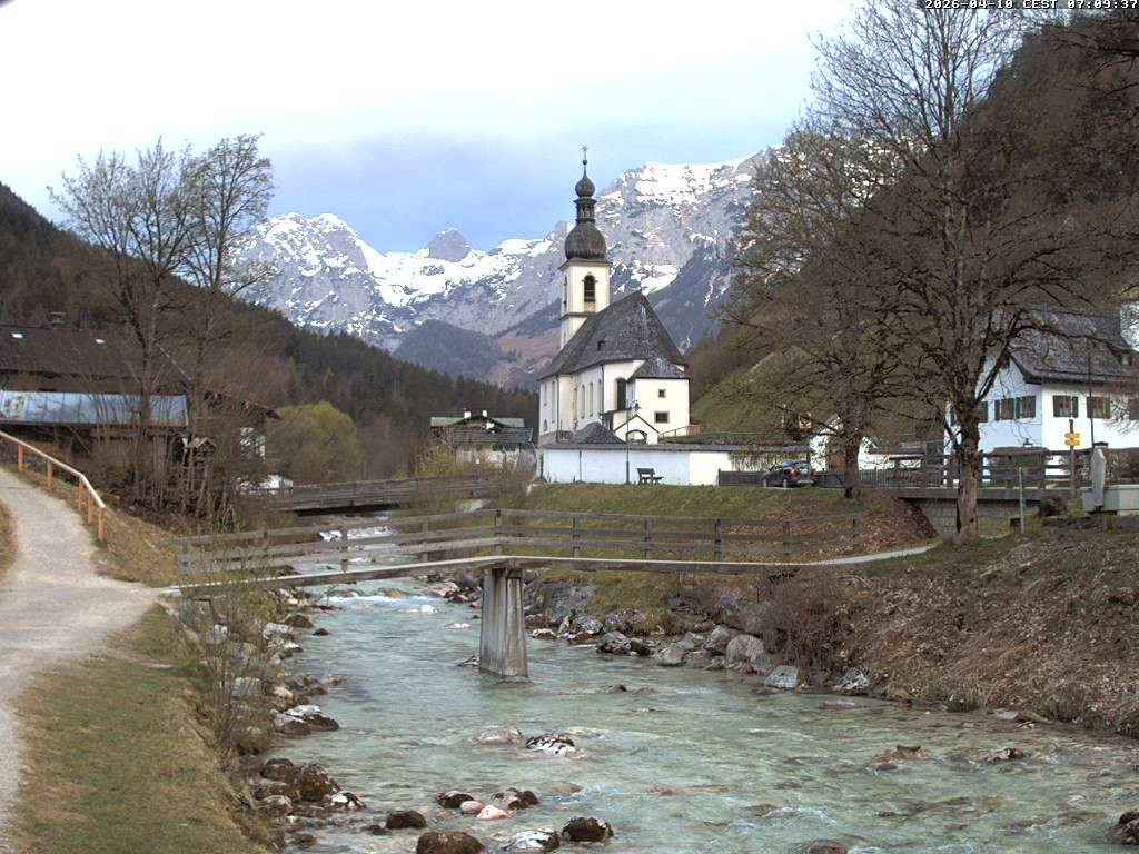 Archiv Foto Webcam Malerwinkel in Ramsau bei Berchtesgaden - Ortskirche St. Sebastian