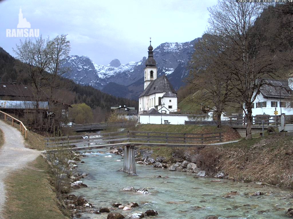 Archiv Foto Webcam Malerwinkel in Ramsau bei Berchtesgaden - Ortskirche St. Sebastian