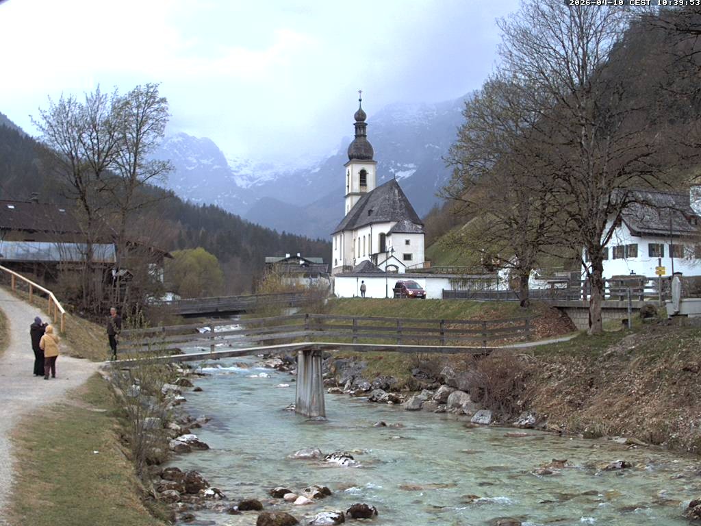 Archiv Foto Webcam Malerwinkel in Ramsau bei Berchtesgaden - Ortskirche St. Sebastian