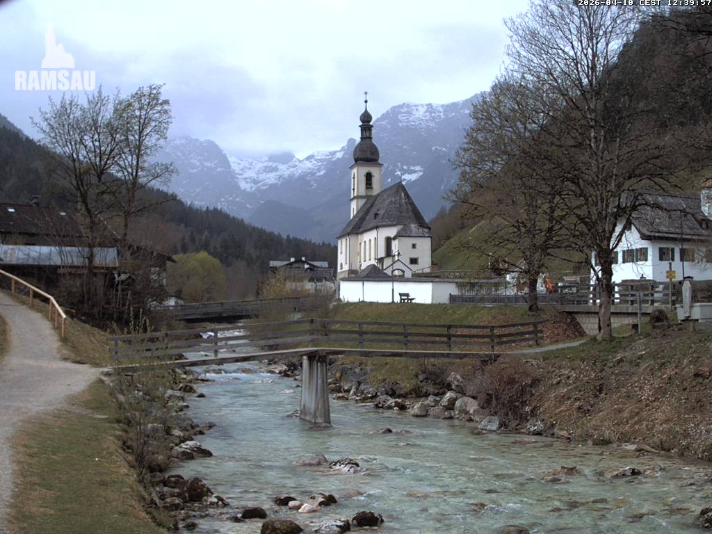 Archiv Foto Webcam Malerwinkel in Ramsau bei Berchtesgaden - Ortskirche St. Sebastian
