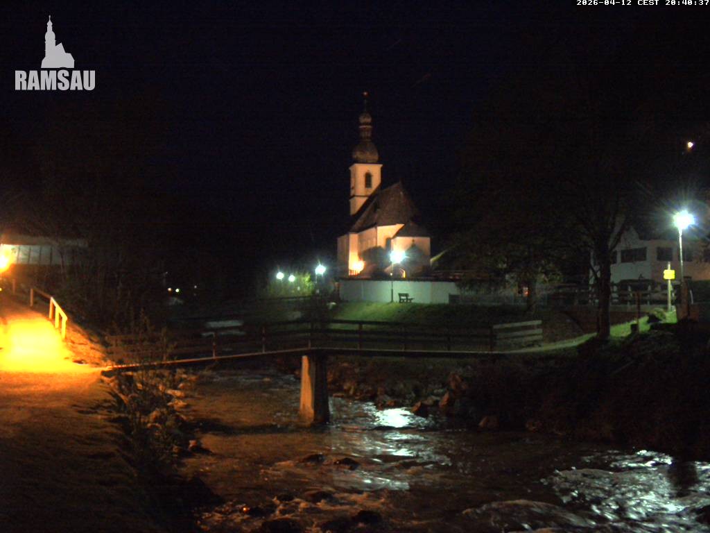 Archiv Foto Webcam Malerwinkel in Ramsau bei Berchtesgaden - Ortskirche St. Sebastian