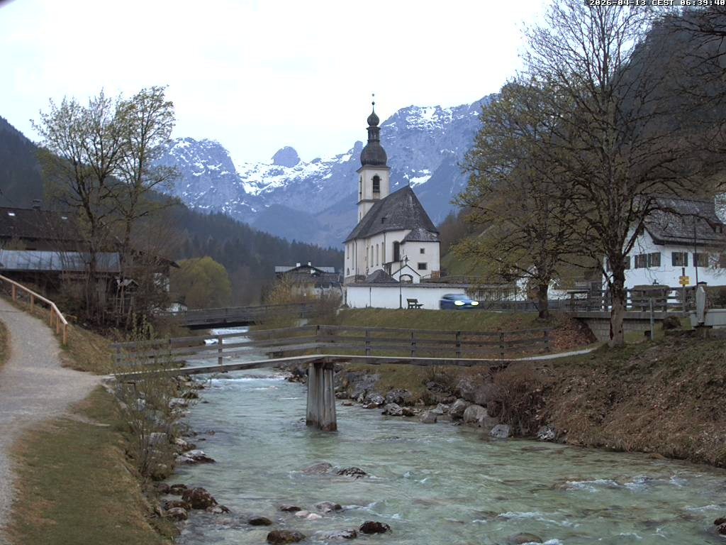 Archiv Foto Webcam Malerwinkel in Ramsau bei Berchtesgaden - Ortskirche St. Sebastian