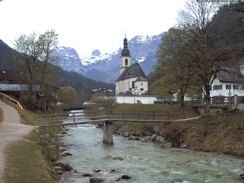 Archiv Foto Webcam Malerwinkel in Ramsau bei Berchtesgaden - Ortskirche St. Sebastian