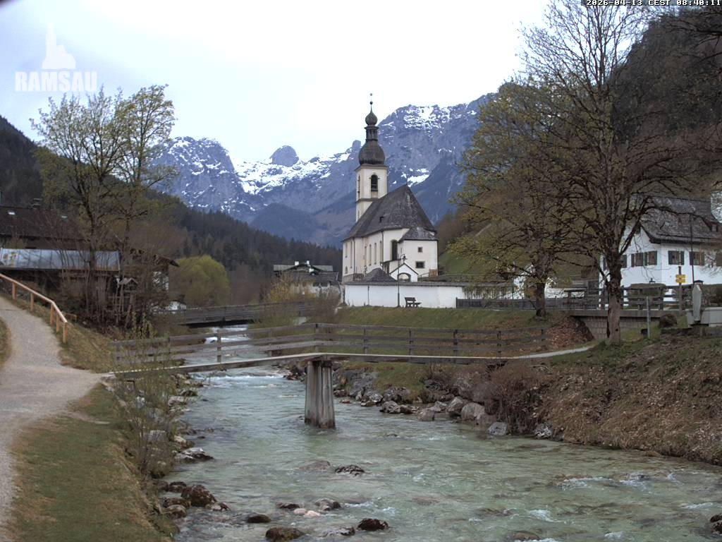 Archiv Foto Webcam Malerwinkel in Ramsau bei Berchtesgaden - Ortskirche St. Sebastian