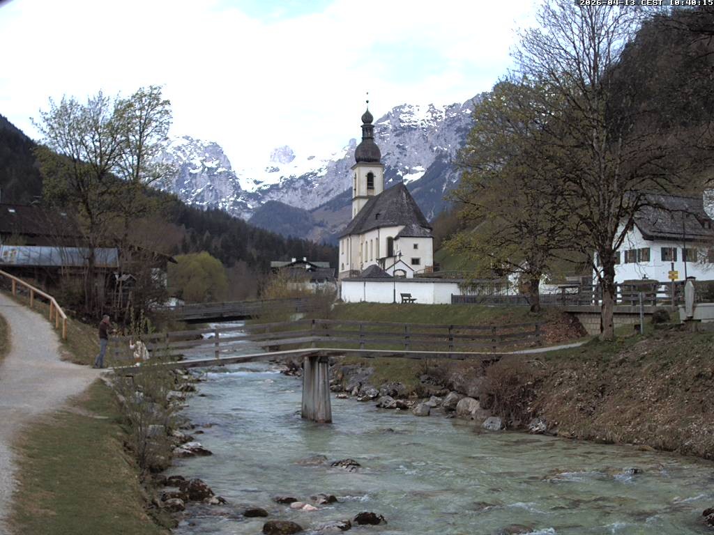 Archiv Foto Webcam Malerwinkel in Ramsau bei Berchtesgaden - Ortskirche St. Sebastian