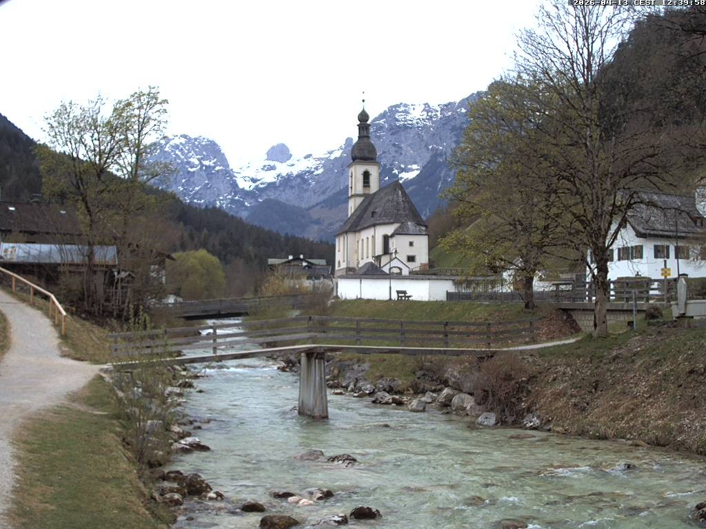 Archiv Foto Webcam Malerwinkel in Ramsau bei Berchtesgaden - Ortskirche St. Sebastian