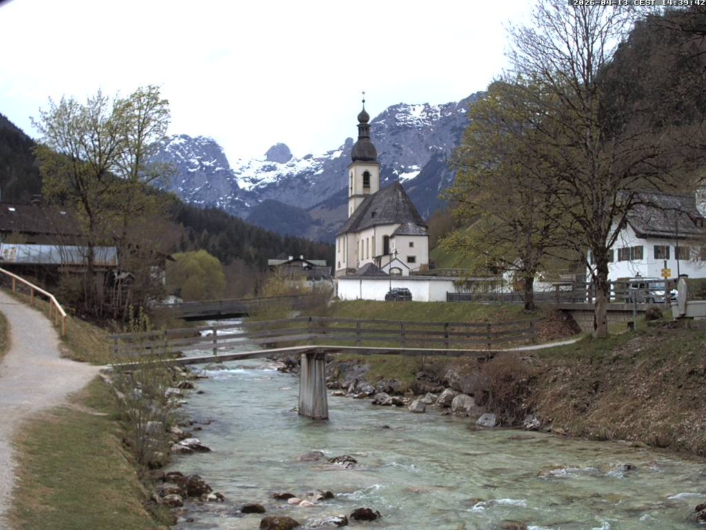 Archiv Foto Webcam Malerwinkel in Ramsau bei Berchtesgaden - Ortskirche St. Sebastian